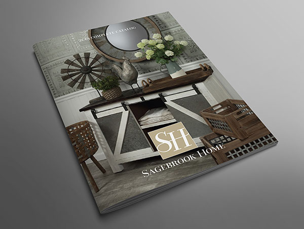 Catalog design showing front cover for Sagebrook Home